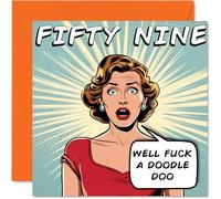 Funny 59th Birthday Cards for Woman Men - Comic Years - Happy Birthday Card for Dad Mum Grandad Nanny Grandma Uncle Auntie Cousin Friend, 145mm Rude Joke Humour Greeting Cards
