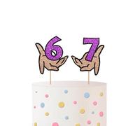 Funny 6 7 Cake Topper, 6-7 Six Seven with Hand Birthday Cake Topper, I Was 6 Now I’m 7 Cake Decor for 7th Birthday/Anniversary Party Decoration