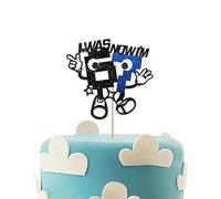 Funny 6 7 Cake Topper, Block-Style Six Seven Cake Topper, I was 6 Now I'm 7 Cake Decoration for 7th Birthday/Gen Z Themed Party Supplies - Black Glitter