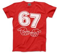 Funny 6 7 Top for Kids - 67 6-7 Hands Slogan T-Shirt - Six Seven Graphic Tee Internet Meme Fun Number Day Tshirt - 7-8 Years Red