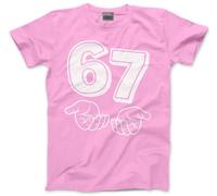 Funny 6 7 Top for Kids - 67 6-7 Hands Slogan T-Shirt - Six Seven Graphic Tee Internet Meme Fun Number Day Tshirt - 7-8 Years Pink