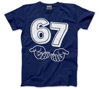 Funny 6 7 Top for Kids - 67 6-7 Hands Slogan T-Shirt - Six Seven Graphic Tee Internet Meme Fun Number Day Tshirt - 9-11 Years Navy