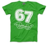 Funny 6 7 Top for Kids - 67 6-7 Hands Slogan T-Shirt - Six Seven Graphic Tee Internet Meme Fun Number Day Tshirt - 7-8 Years Green