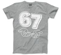 Funny 6 7 Top for Kids - 67 6-7 Hands Slogan T-Shirt - Six Seven Graphic Tee Internet Meme Fun Number Day Tshirt - 7-8 Years Grey