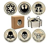 Coasters for Drinks,6 PCS Funny Coasters Set with Coaster Holder,Stone&Cork Coasters for Coffee Table,Cute Coasters for Home Decor, Merchandise Show Gifts