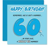Funny 60th Birthday Card - Big Laughs for the Big 6-0 - Bold Blue Design with Playful Age Banter - Light-hearted Way to Celebrate Turning 60-145mm Square, Envelope Included