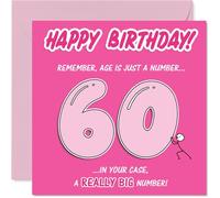 Funny 60th Birthday Card - Big Laughs for the Big 6-0 - Playful Pink Design Pokes Fun at Age with Bold Numbers - 145mm Square, Envelope Included