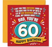 Funny 60th Birthday Card for Dad - Bold Laughs for the Big 6-0 - Playful Celebration Design with Bright Red, Yellow and Blue Accents - 145mm Square, Envelope Included