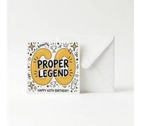Funny 60th Birthday Card, Proper Legend Joke Greeting Cards for 60 Years Milestone, Humorous Gifts for Men Women, Dad Mum Friend Sister, Blank Inside with Envelope，13x13cm