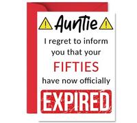 Funny 60th Birthday Cards for Auntie - Your Fifties Have Expired - Happy Birthday Card for Aunt Auntie Aunty from Nephew Niece, A5 Banter Joke Humour Bday Greeting Cards Gift
