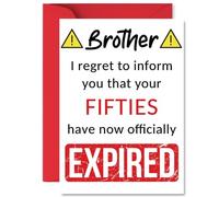 Funny 60th Birthday Cards for Brother - Your Fifties Have Expired - Happy Birthday Card for Brother from Sister Step Sibling, A5 Banter Joke Humour Bday Greeting Cards Gift