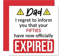 Funny 60th Birthday Cards for Dad - Your Fifties Have Expired - Happy Birthday Card for Dad Daddy Papa from Son Daughter, 145mm Banter Joke Humour Bday Greeting Cards Gift
