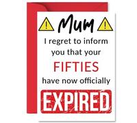 Funny 60th Birthday Cards for Mum - Your Fifties Have Expired - Happy Birthday Card for Mum Mummy Mom Mama from Son Daughter, A5 Banter Joke Humour Bday Greeting Cards Gift