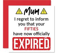 Funny 60th Birthday Cards for Mum - Your Fifties Have Expired - Happy Birthday Card for Mum Mummy Mom Mama from Son Daughter, 145mm Banter Joke Humour Bday Greeting Cards Gift