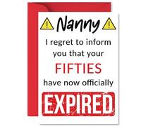 Funny 60th Birthday Cards for Nanny - Your Fifties Have Expired - Happy Birthday Card for Nanny Nan from Grandson Granddaughter, A5 Banter Joke Humour Bday Greeting Cards Gift