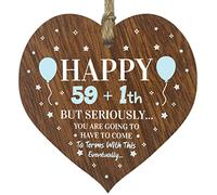 Funny 60th Birthday Gift For Women and Men Wooden Heart Plaque, Girlfriend