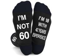 Funny 60th Birthday Gifts for Men - “I’m Not 60, I’m 18 with 42 Years’ Experience” Novelty Cotton Crew Birthday Socks, Gift for Dad, Husband, Friend Who Have Ererything