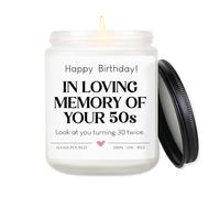 Funny 60th Birthday Gifts for Women Men, Handmade Lavender 60 Birthday Candle Decorations, Unusual 60th Birthday Gifts for Ladies Her Mum Wife Friend Husband Sister