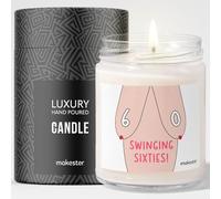 Funny 60th Birthday Gifts - Luxury Soy Wax Candle - Vanilla, Jasmine, Sugared Almond - Makester
