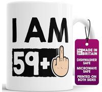 Funny 60th Birthday Mug - I AM 59+1 Rude Gift - Gag Coffee Cup for Men & Women - Milestone Birthday - Novelty Celebration Mug Turning 60 Years Old as a Joke - Dishwasher Microwave Safe (59+1)