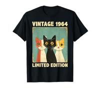 Funny 61 Years Old Gift Vintage 1964 Cat Lover 61st Birthday T-Shirt