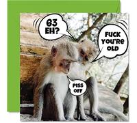 Funny 63rd Birthday Cards for Men Woman - Old Monkeys - Happy Birthday Card for Dad Mum Grandad Nanny Grandma Gran Uncle Auntie Cousin, 145mm Rude Joke Offensive Humour Bday Greeting Cards