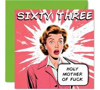 Funny 63rd Birthday Cards for Woman Men - Comic Years - Happy Birthday Card for Dad Mum Grandad Nanny Grandma Gran Uncle Auntie Cousin, 145mm Rude Joke Humour Greeting Cards