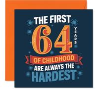 Funny 64th Birthday Card - Still Just a Big Kid at Heart - Bold 64th with Playful Childhood Joke - Perfect for Raising a Grin - 145mm Square, Envelope Included