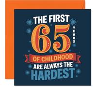 Funny 65th Birthday Card - Still a Big Kid at Heart - Bright and Cheeky Design with Bold Blue and Orange - Perfect for Milestone Laughs - 145mm Square, Envelope Included