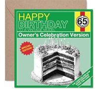 Funny 65th Birthday Card - Vintage Laughs Guaranteed - Retro Birthday Cake and Playful Candle Joke - Perfect for Showing off Their Classic Status - 145mm Square, Envelope Included