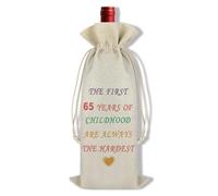 Funny 65th Birthday Gifts for Women Men Wine Gift Bag for 65 Year Old Mum Dad Husband Wife Sister Brother Best Friend Wine Bottle Bag Happy 65th Birthday Party Supplies Decorations