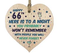 Funny 66th Birthday Gift For Women and Men Wooden Heart Plaque