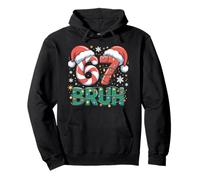 Funny 67 BRUH Christmas Design Meme Lights Candy Cane Pullover Hoodie