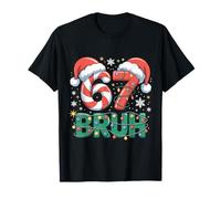 Funny 67 Bruh Christmas Design Meme Lights Candy Cane T-Shirt