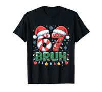 Funny 67 Bruh Meme Christmas Lights Candy Cane Design T-Shirt