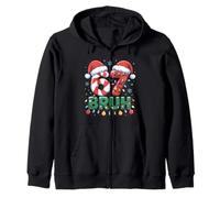Funny 67 BRUH Meme Christmas Lights Candy Cane Design Zip Hoodie