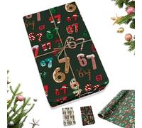 Funny 67 Edition Wrapping Paper, 67 Meme Gift Wrap, Folded Wrapping Paper Christmas, Secret Santa & Gag Gifts, Fun Holiday Wrappings Papers for Office, Party (Green 72 in)