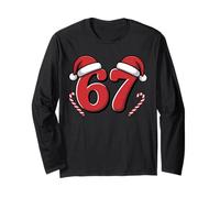 Funny 67 Meme Christmas Candy Canes Santa Hat Long Sleeve T-Shirt