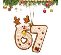 Funny 67 Meme Christmas Hanging Ornaments | 8 * 8 Cm Santa Claus Says Fun "6-7" | 2d Acrylic Christmas Tree Pendant with Rope | Santa Decor for Bedroom, Entryway, Porch, Window, Holiday Decor