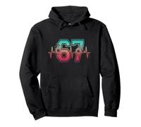 Funny 67 six Seven Meme Boho Floral Heartbeat Moon Flowers Pullover Hoodie