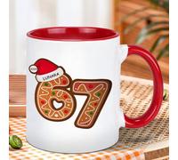 Funny 67 Six Seven Mug, Personalized Sarcastic 6 7 Coffee Mug with Name and Year, Humorous Six Seven Meme Mugs, Gag Gift for Coworker, Friends On Birthday Christmas