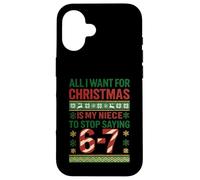 Funny 67 Six Seven Squad Meme Christmas Ugly Sweater Niece Case for iPhone 16
