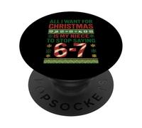 Funny 67 Six Seven Squad Meme Christmas Ugly Sweater Niece PopSockets Adhesive PopGrip