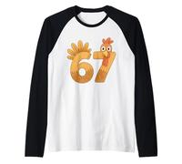 Funny 67 Turkey Meme Design for Thanksgiving Fans Raglan Baseball Tee