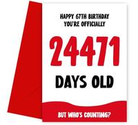 Funny 67th Birthday Card for Men and Women - Officially 24471 Days Old - Humorous 67th Birthday Card, 67, Bday Cards
