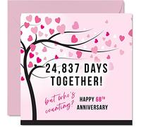 Funny 68th Anniversary Card for Wife or Husband - 24837 Days Together - I Love You Gifts, Happy 68th Wedding Anniversary Cards for Partner, 145mm Greeting Cards Anniversaries