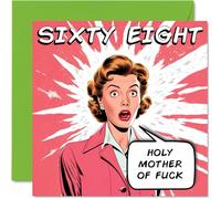 Funny 68th Birthday Cards for Woman Men - Comic Years - Happy Birthday Card for Dad Mum Grandad Nanny Grandma Gran Uncle Auntie Cousin, 145mm Rude Joke Humour Greeting Cards