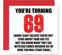 Funny 69th Birthday Cards for Men Woman - Start Lying - Fun Birthday Card for Dad Mum Grandad Nanny Grandma Gran Uncle Auntie Cousin, 145mm Rude Joke Humour Greeting Cards
