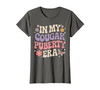 Funny 70s Retro Menopause Midlife Cougar Puberty T-Shirt, Women, Asphalt Grey, Medium