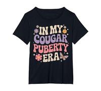 Funny 70s Retro Menopause Midlife Cougar Puberty T-Shirt, Women's Plus, Black, 2X